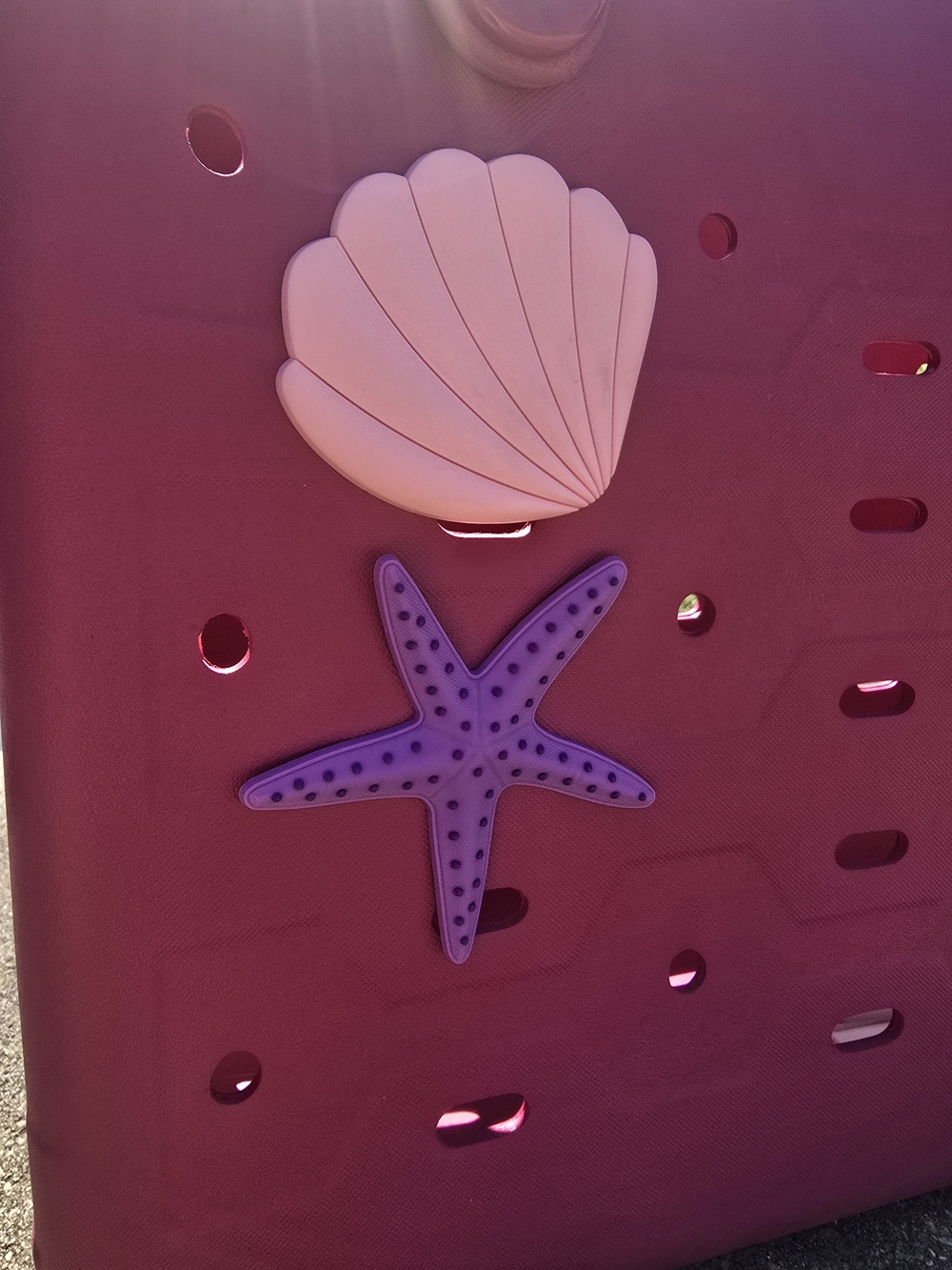 BOGG Bag JIBBITZ beach Bag Charm Pink Shell & Purple Starfish